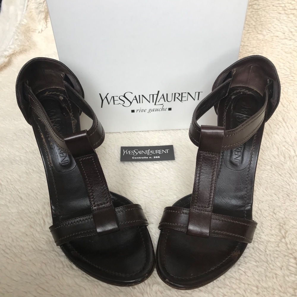 Yves Saint Laurent women’s brown leather sandals